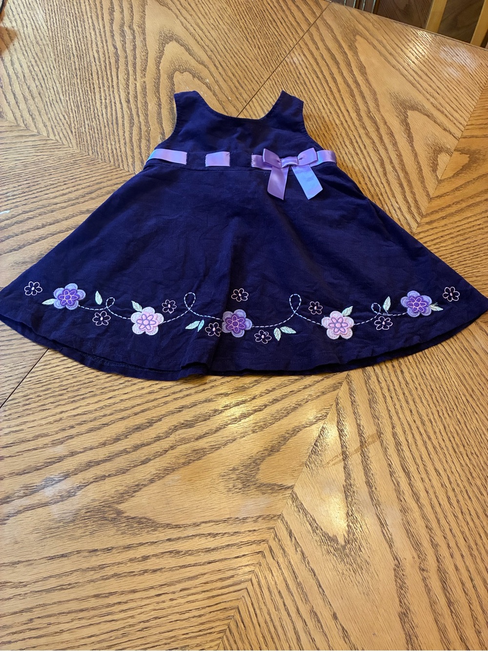 Blueberi Boulevard Purple Dress with Lavender Flower Embroidery and Bow 18 month
